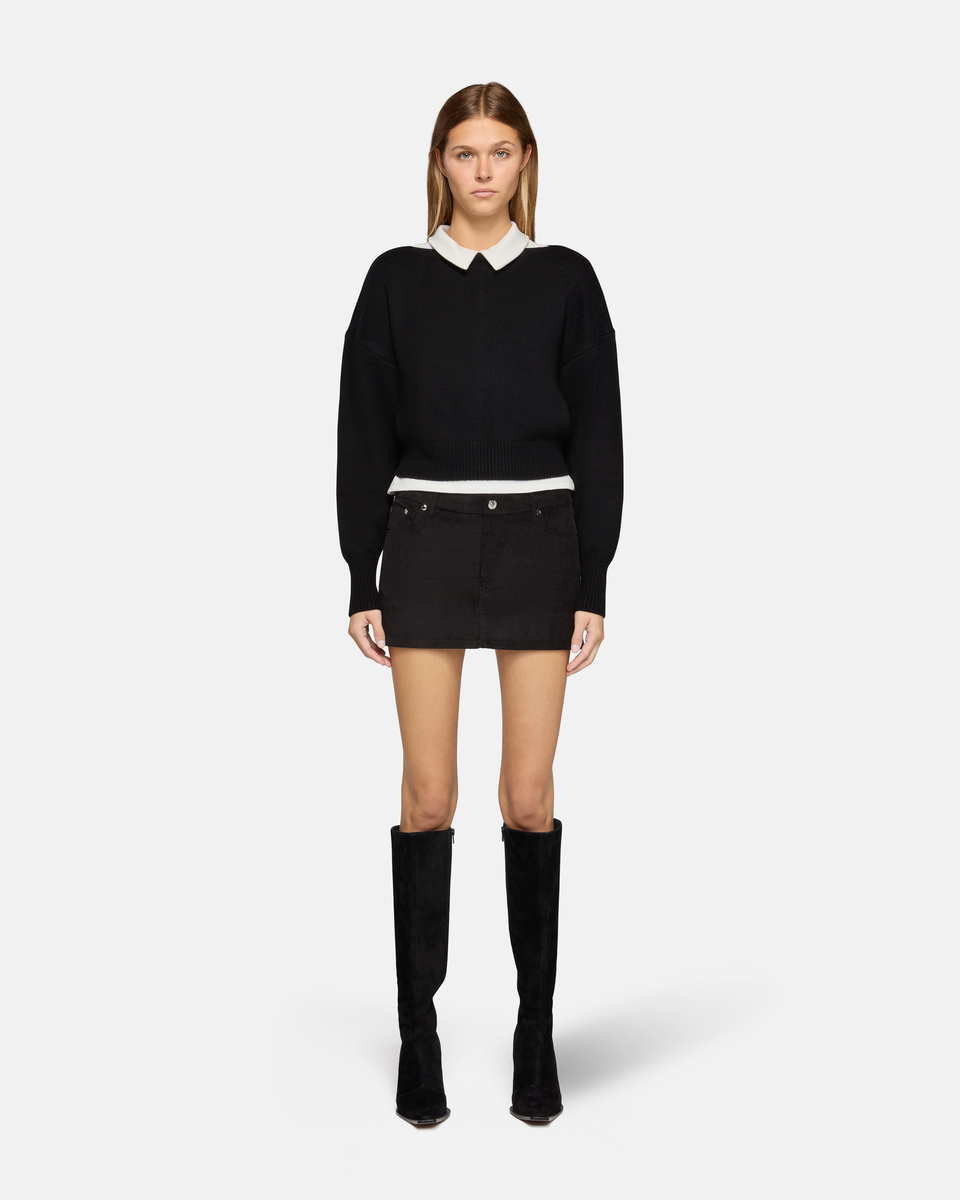 Cherry Mini Skirt Black Corduroy | EB Denim – ebdenim.com