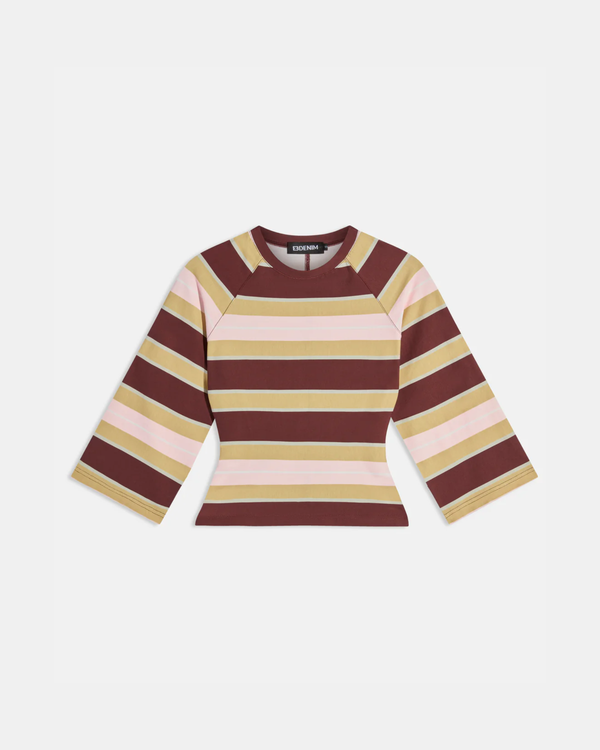 Kingsley Top Burgundy Soft Pink Stripe