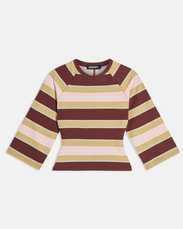 Kingsley Top Burgundy Soft Pink Stripe
