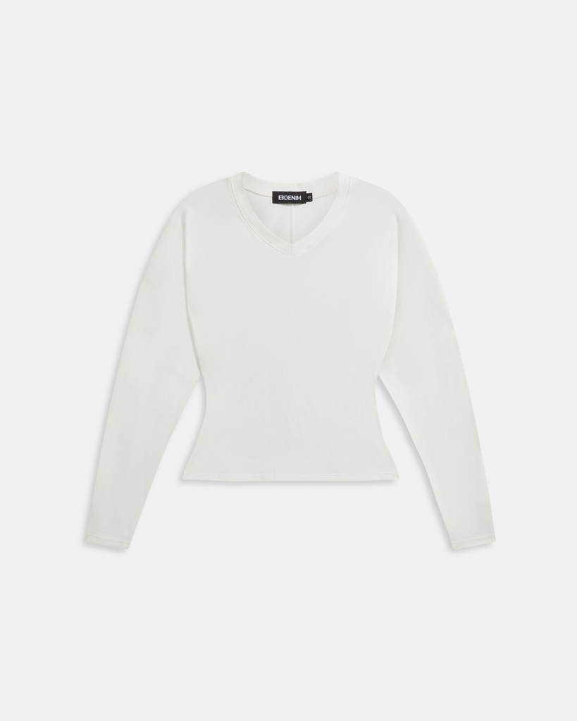 Acacia V-Neck Long Sleeve White | EB Denim – ebdenim.com