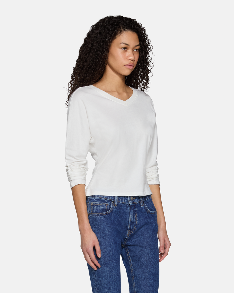 Acacia V-Neck Long Sleeve White | EB Denim – ebdenim.com