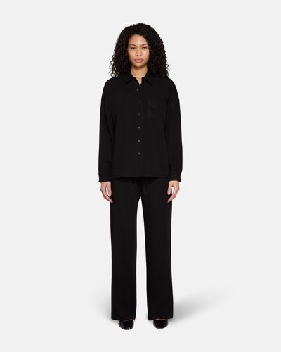 Wren Loose Pull On Pant Black Linen