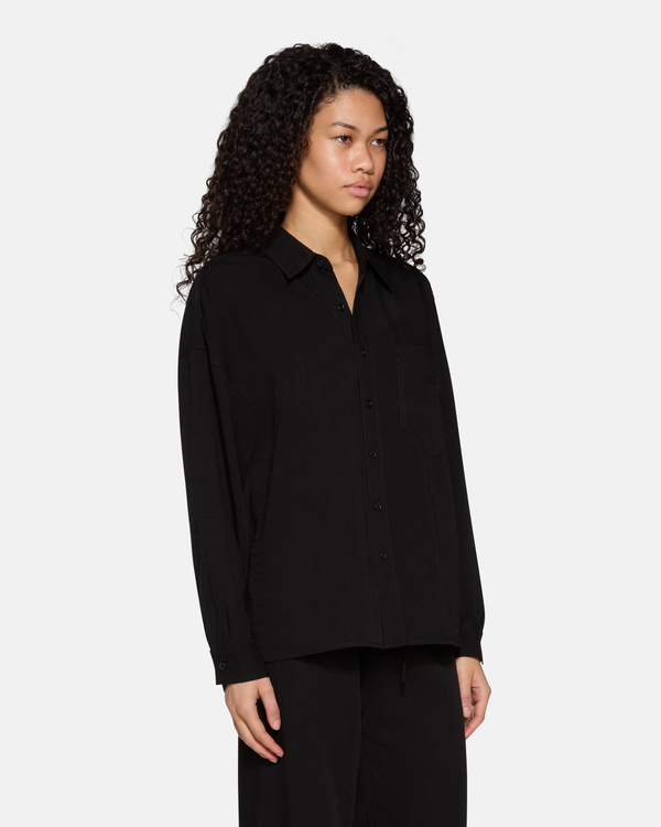 Adeline Button Down Black Linen