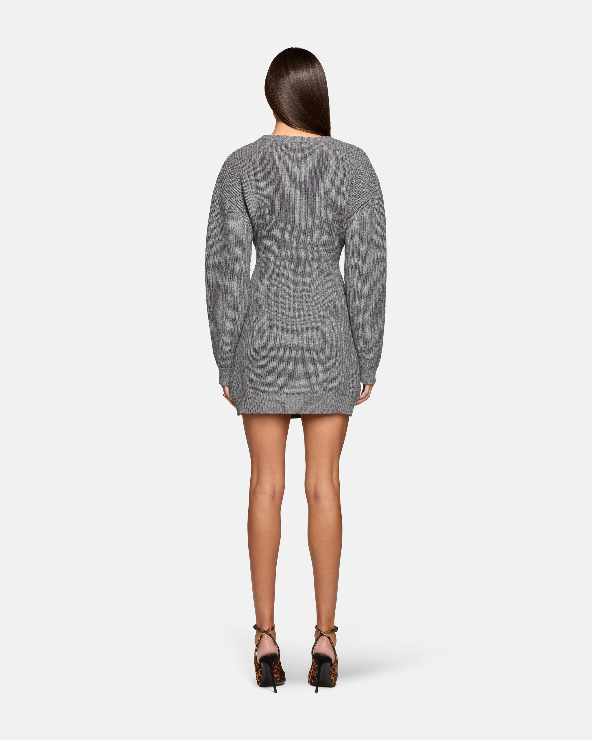 long sleeve grey mini dress Long Sleeve Off The Shoulder Mini Dress In Grey | EGO US