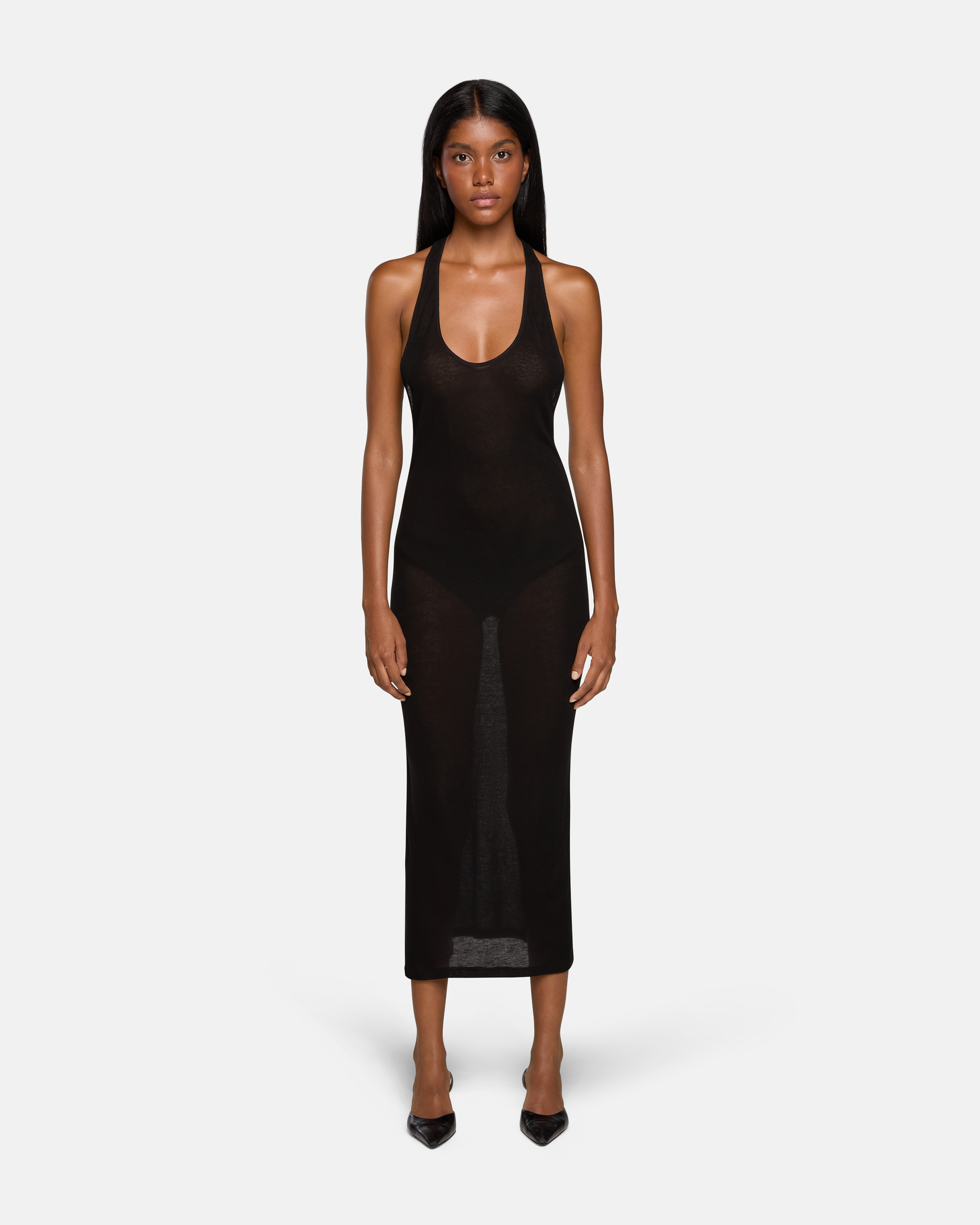 Valley Sheer Maxi Dress Black