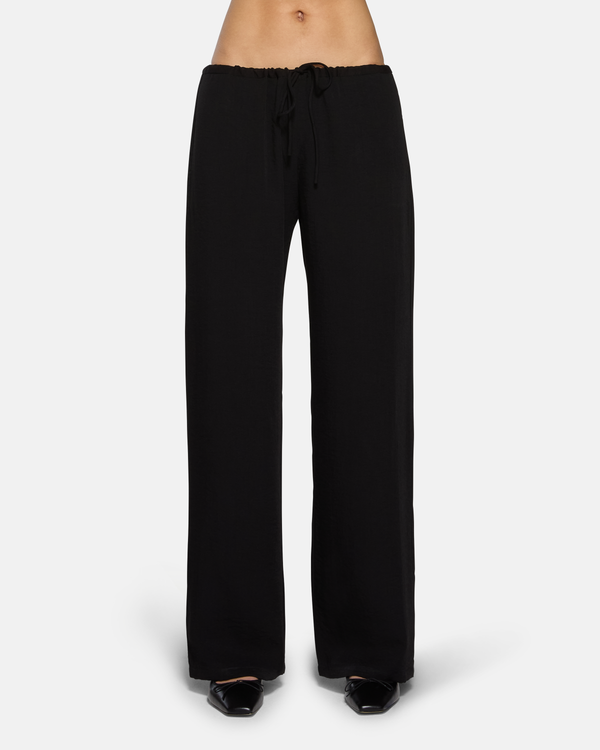 Wren Loose Pull On Pant Black Linen