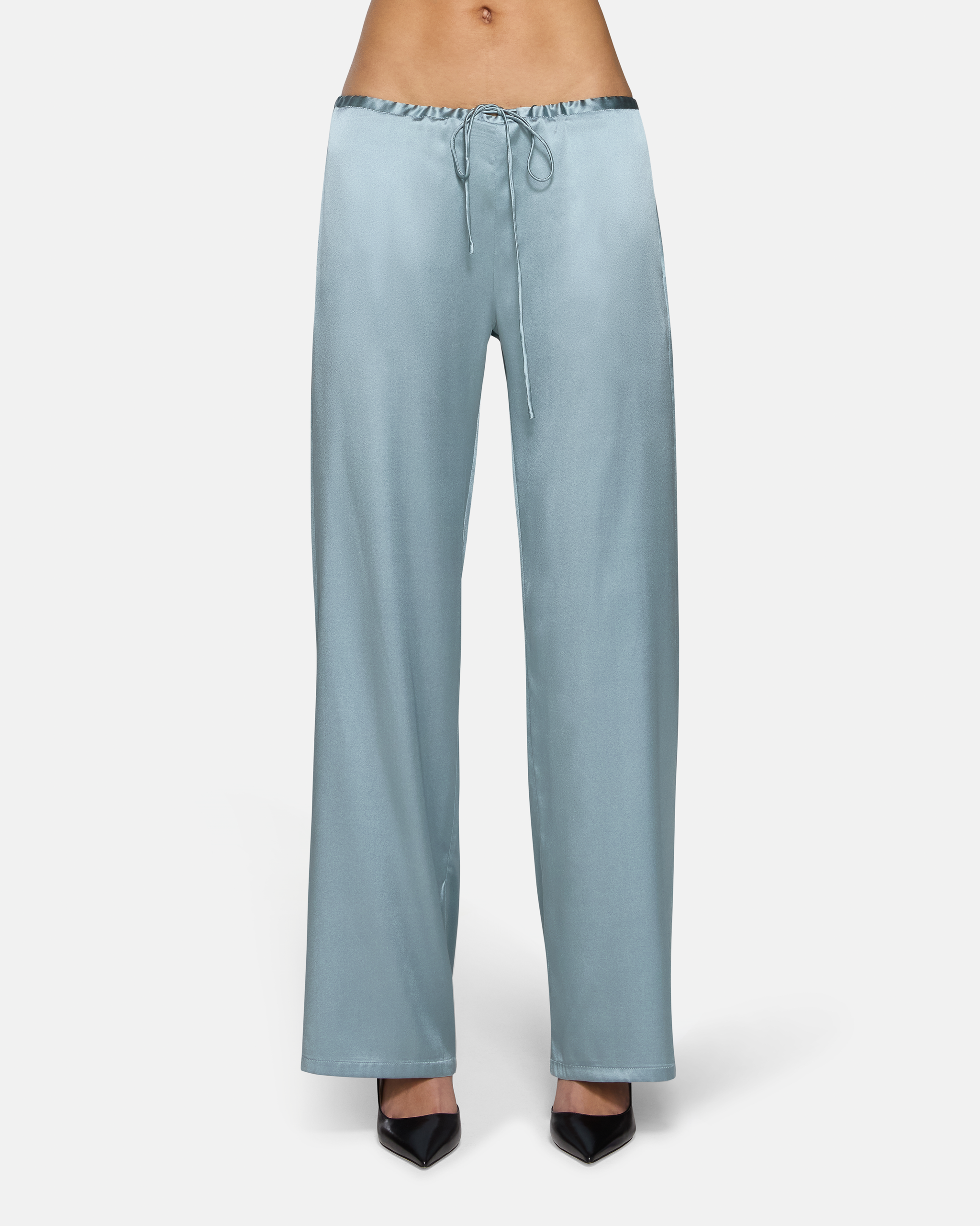 Wren Loose Pull on Pant Dusty Blue Silk | EB Denim – ebdenim.com