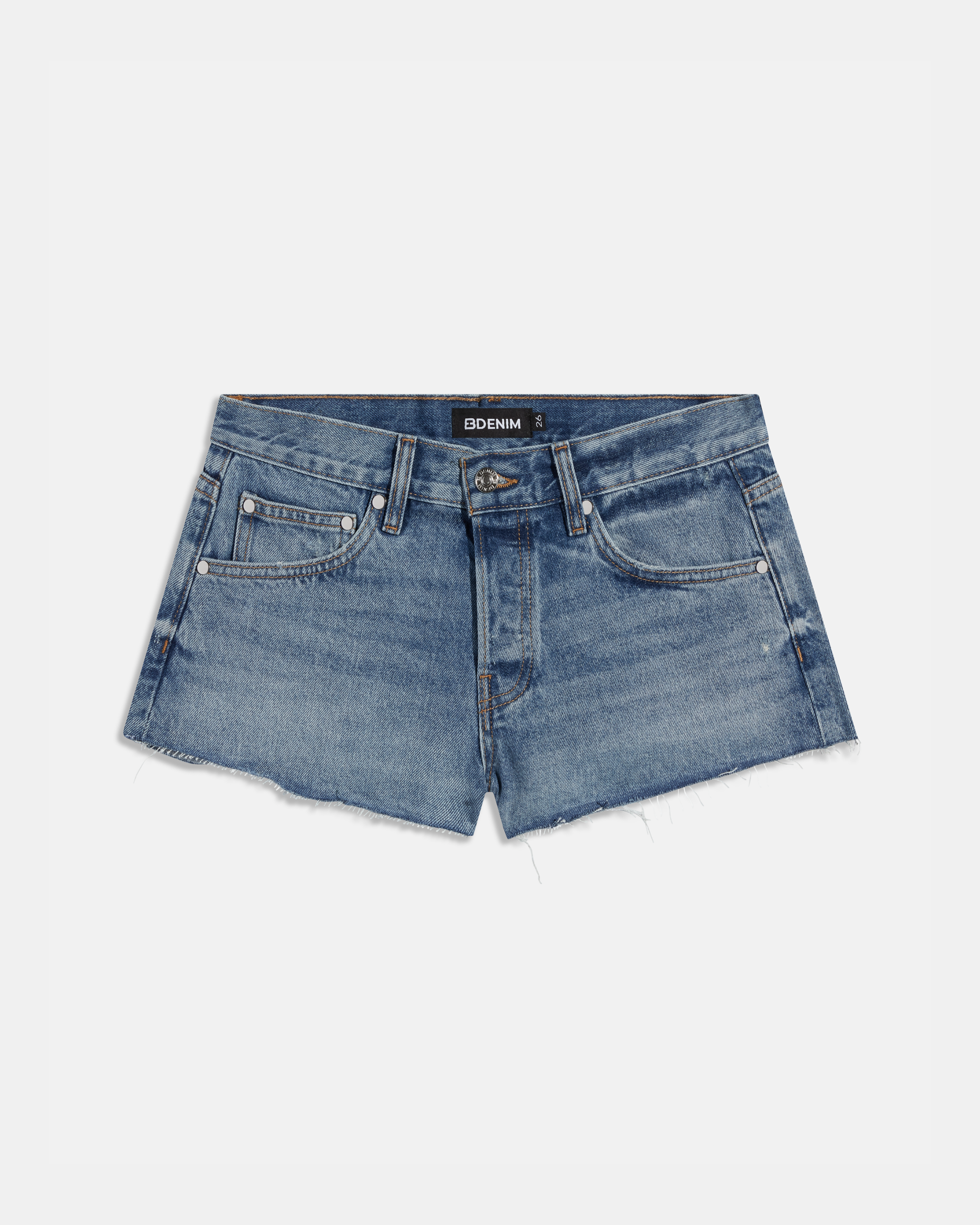 Brand new, unused, damage denim, denim shorts